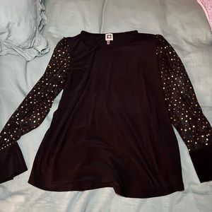 Ann Klein Black & Gold Top